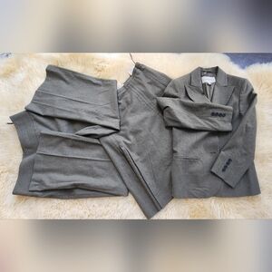 Burberry Gray Women's 3-Piece Suit Set - Blazer, Skirt & Trousers